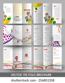 Bundle of Tri-fold Brochure Design Element, Vector Illustartion.