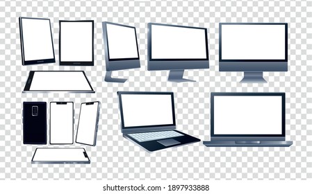 bundle of twelve devices mockup branding icons vector illustration design