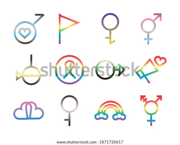 Bundle Twelve Gender Symbols Sexual Orientation Stock Vector Royalty Free 1871720617