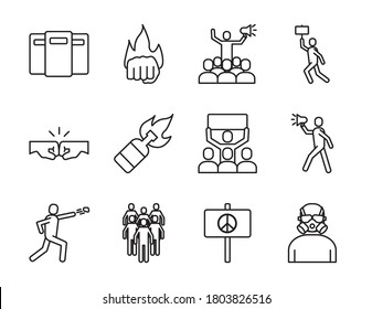bundle of twelve protest set icons vector illustration design
