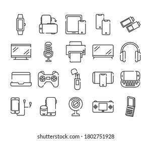 bundle of twenty devices electronics set collection icons vector illustration design