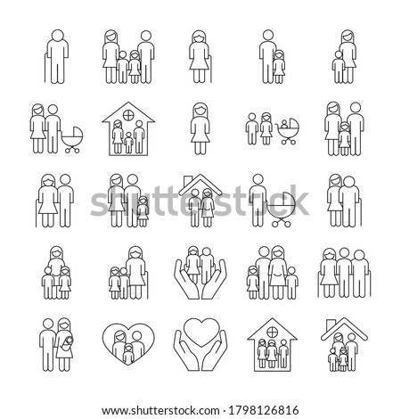 bundle of twenty five family parents set icons vector illustration design