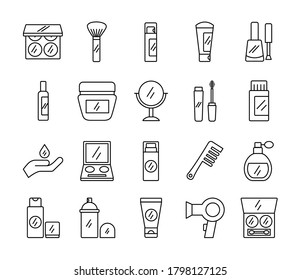 bundle of twenty make up cosmetics set collection icons vector illustration design