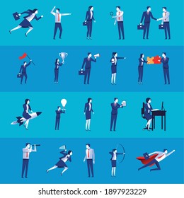 bundle of twenty two elegant business people workers avatars characters vector illustration design