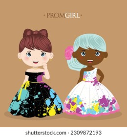 A bundle of two girls in spray paint dress