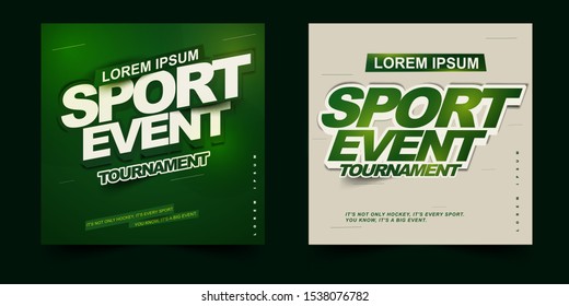 bundle two option sport event tournament poster or banner design theme with simple layout elegant green gradient background