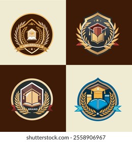 Bundle of University, Academy, and School logo design badges.