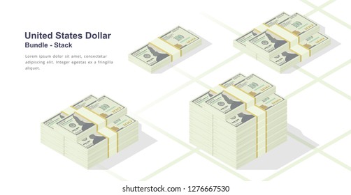 Bundle of US Dollar Isometric Illustration