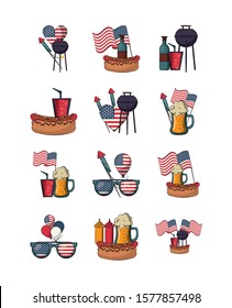 bundle of usa set icons vector illustration design