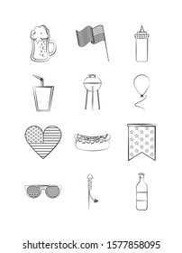 bundle of usa set icons vector illustration design