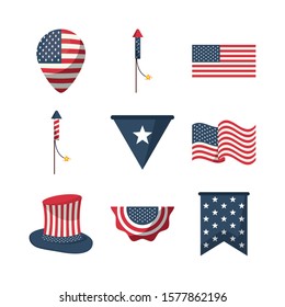 bundle of usa set icons vector illustration design