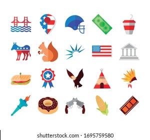 bundle of usa set icons vector illustration design