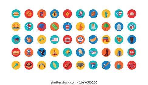 bundle of usa set icons vector illustration design