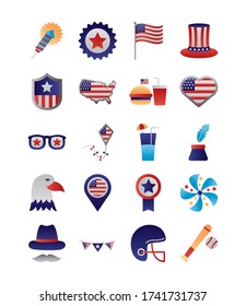 bundle of usa set icons vector illustration design