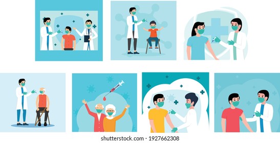 Bundle Vaccine Injection Flat Design