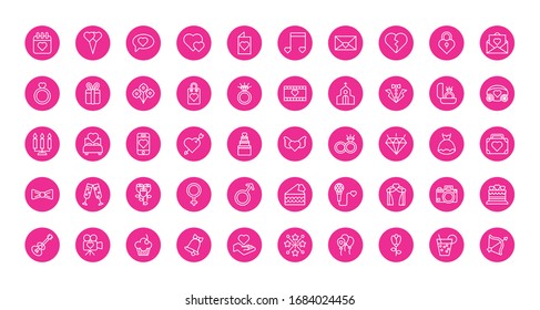 bundle of valentines day block and line style set icons vector illustration design