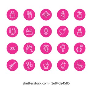 bundle of valentines day block and line style set icons vector illustration design