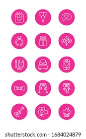 conjunto de iconos de conjuntos de estilos de línea y de bloque de días valentines diseño de ilustración vectorial