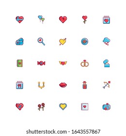 bundle of valentines day line and fill style set icons vector illustration design