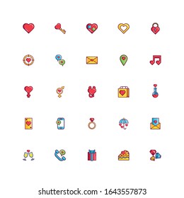 bundle of valentines day line and fill style set icons vector illustration design