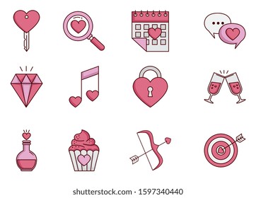 bundle of valentines day set icons vector illustration design