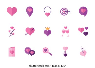 bundle of valentines day set icons vector illustration design