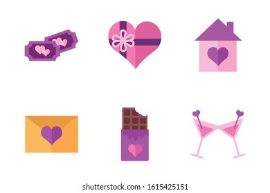 bundle of valentines day set icons vector illustration design