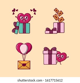 bundle of valentines day set icons vector illustration design