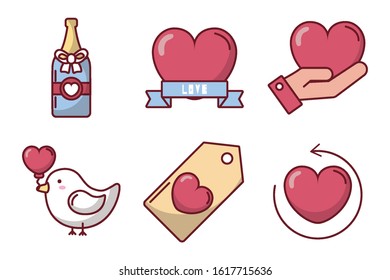 bundle of valentines day set icons vector illustration design