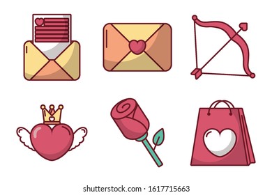 bundle of valentines day set icons vector illustration design
