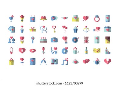 bundle of valentines day set icons vector illustration design