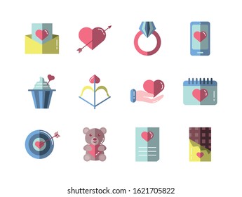 bundle of valentines day set icons vector illustration design