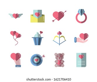 bundle of valentines day set icons vector illustration design