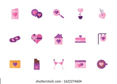 bundle of valentines day set icons vector illustration design
