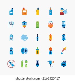 Bundle of vape logo flat color icons collection. for shop simple  design vector