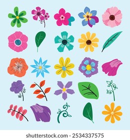Paquete de varios tipos de hermosas ilustraciones de flores