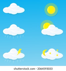 
Bundle of various types of weather with painting effects, suitable for illustrations and animations of weather forecasts and others