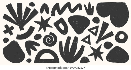 Bundle of vector black and white hand drawn various organic shapes,doodles and textures.Trendy contemporary design perfect for prints,flyers,banners,fabriс,branding design,covers and more.