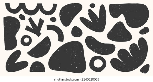 Bundle of vector black and white hand drawn various organic shapes,doodles and textures.Trendy contemporary design perfect for prints,flyers,banners,fabriс,branding design,covers and more.