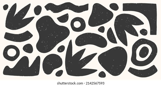 Bundle of vector black and white hand drawn various organic shapes,doodles and textures.Trendy contemporary design perfect for prints,flyers,banners,fabriс,branding design,covers and more.