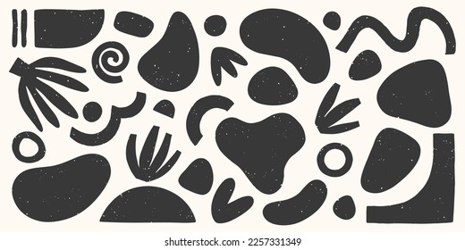 Bundle of vector black and white hand drawn various organic shapes,doodles and textures.Trendy contemporary design perfect for prints,flyers,banners,fabriс,branding design,covers and more.