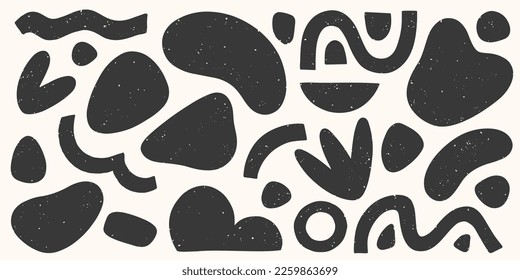 Bundle of vector black and white hand drawn various organic shapes,doodles and textures.Trendy contemporary design perfect for prints,flyers,banners,fabriс,branding design,covers and more.