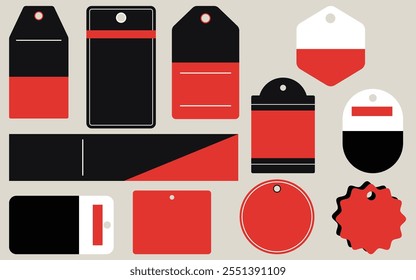 Bundle of Vector editable sales tags set (red, white and black )