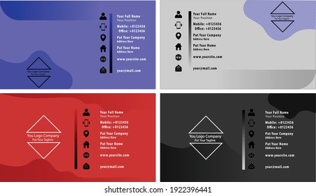 Bundle Vector Graphic Of Bussiness Card Design, With Abstrack blue, white, red, and gray color scheme