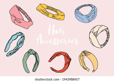 Bundle of vector hair band accessories with backgrounds.