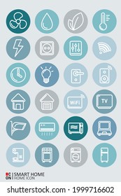 Bundle of vector images of smart home interface icons.