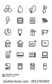 Bundle of vector images of smart home interface icons.