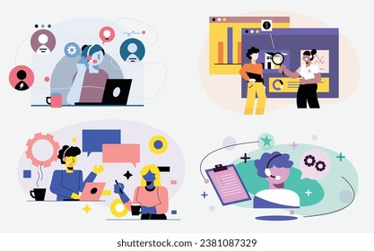 Bundle Vector Progressive Customer Service Illustrations. This bundle of progressive customer service illustrations offers a dynamic visual solution. 