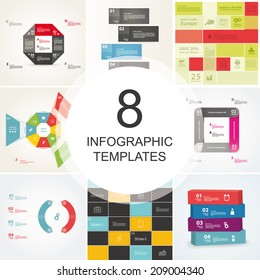 Bundle of vector templates. Include 8 trendy templates with place for your content. Sizable and editable vector graphic. - trendy, flat, modern templates.