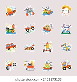 Bundle of Vehicles Flat Stickers 

